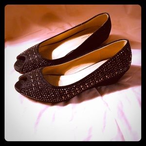 Dressy, black, sparkly shoes.